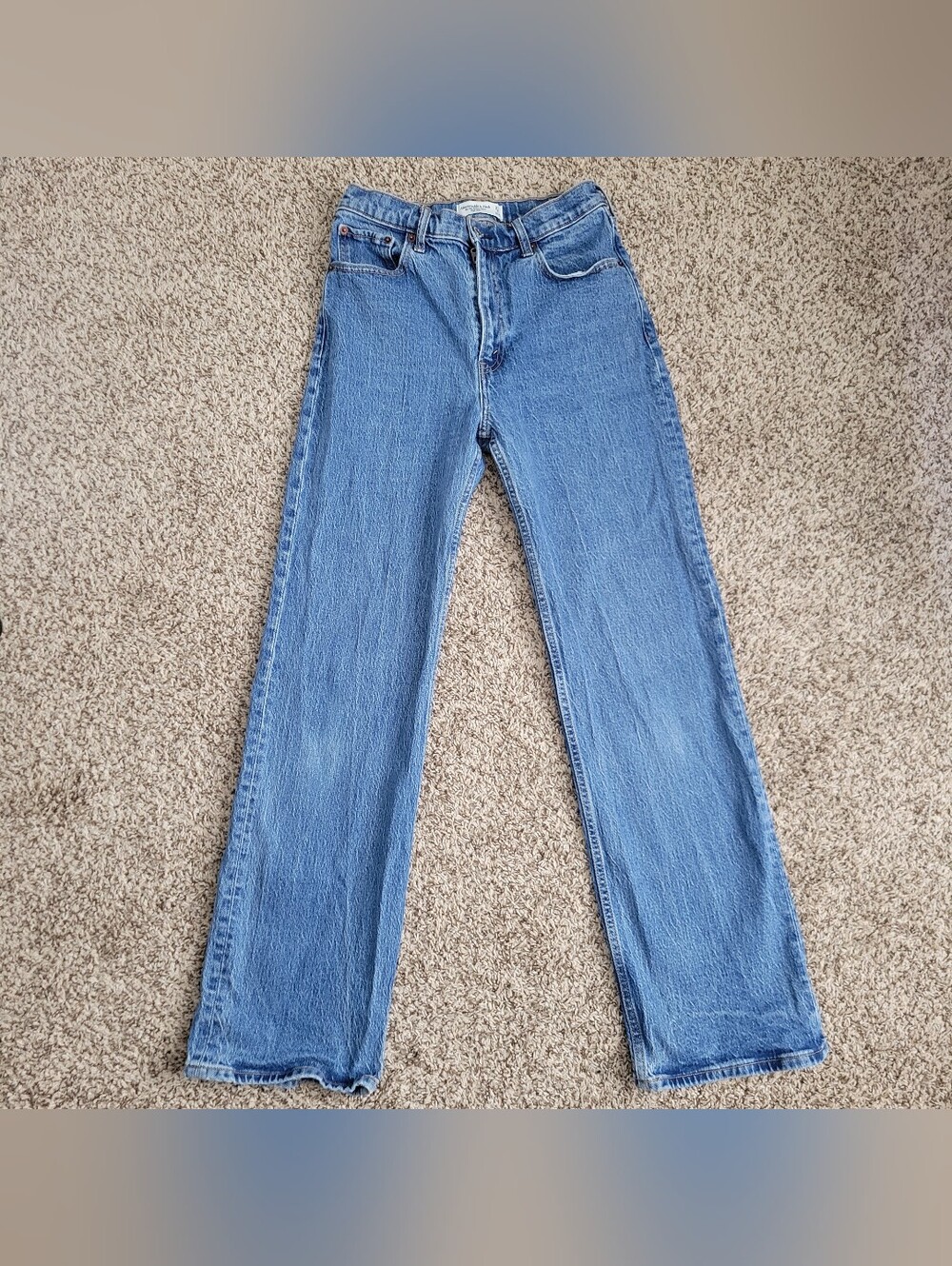 Abercrombie & Fitch High Rise 90s Relaxed Jeans Medium Blue Denim 27 4 Regular